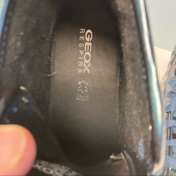 GEOX Respira Sz 7 Kalispera Green Blue Hue Quilted  High Top Lace Up Sneakers - Picture 3 of 10